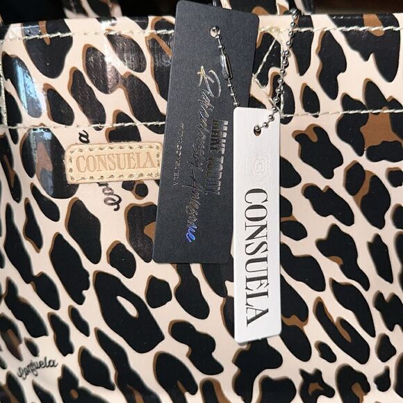 CONSUELA MONA TAN BLACK CHEETAH LEOPARD JAGUAR GRAB GO SHOULDER TOTE BAG - Picture 5 of 6